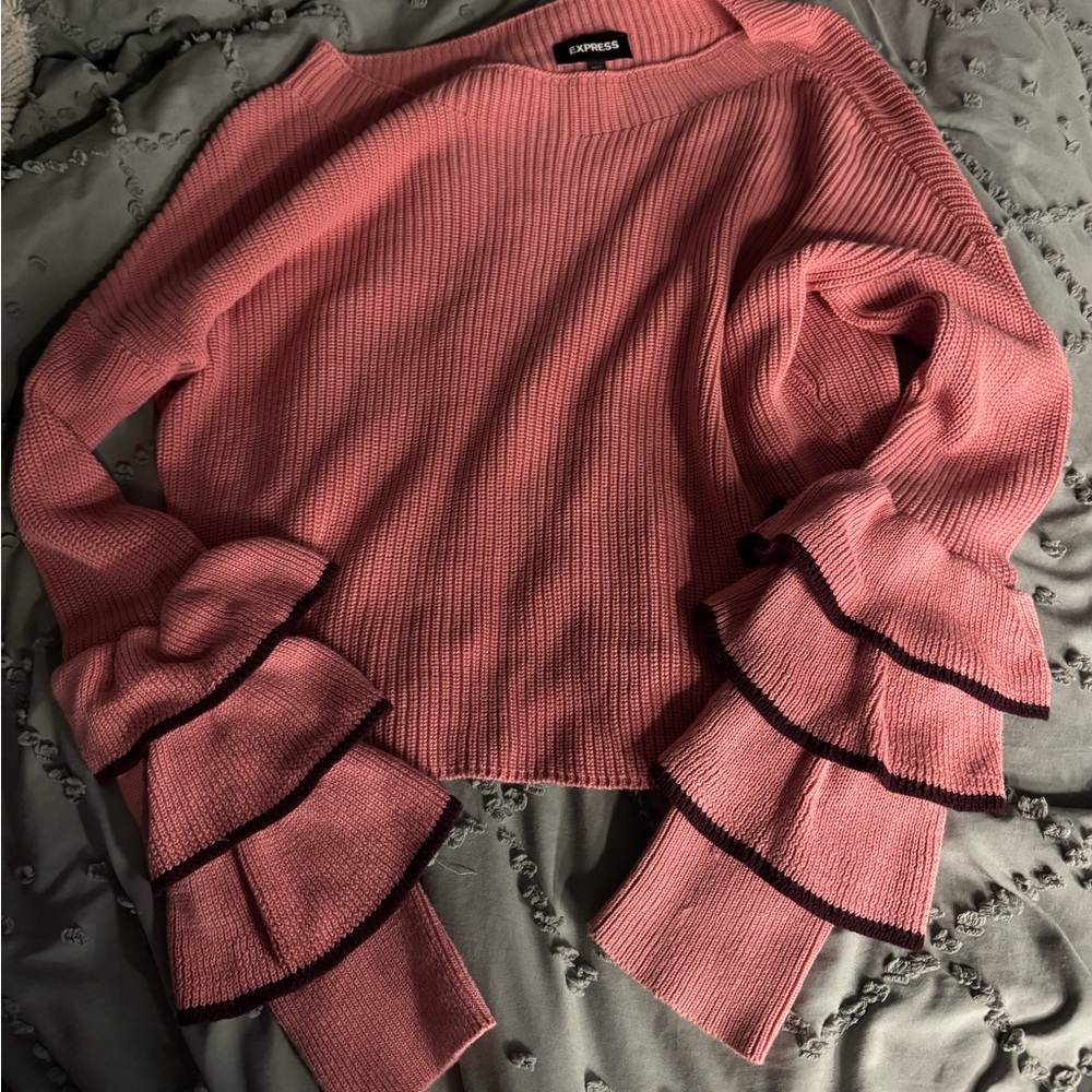 Express Pink Layered Sleeve Sweater